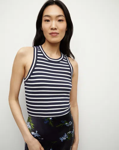 Veronica Beard Jordyn Cropped Tank Marine Off-white In Marine Off White