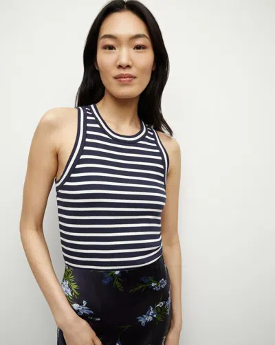 Veronica Beard Jordyn Gestreiftes Tanktop Aus Geripptem Stretch-pima-baumwoll-jersey In Marineblau