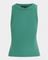Veronica Beard Jordyn Cropped Tank Top In Green