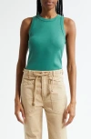 Veronica Beard Jordyn Cropped Tank Top In Green