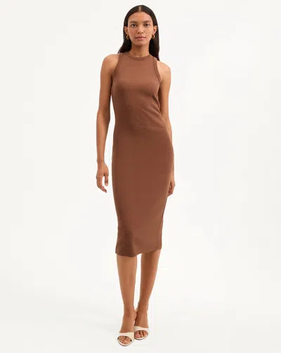 Veronica Beard Jordyn Ribbed Midi Dress In Brown