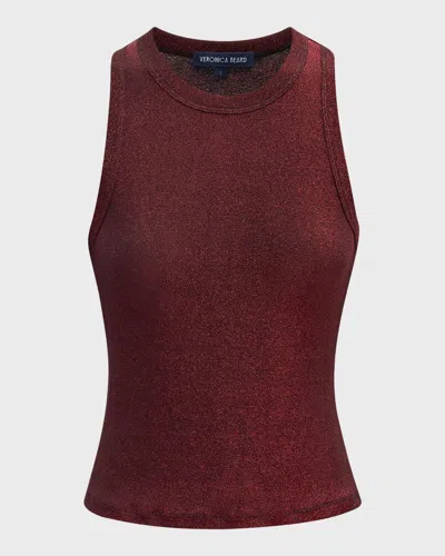 Veronica Beard Cropped Jordyn Tank In Crimson Lurex