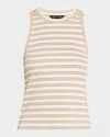 Veronica Beard Jordyn Stripe Cropped Tank Top In Khakiwhite