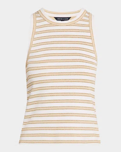 Veronica Beard Jordyn Stripe Cropped Tank Top In Khakiwhite