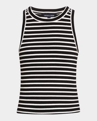 Veronica Beard Jordyn Stripe Cropped Tank Top In White Black