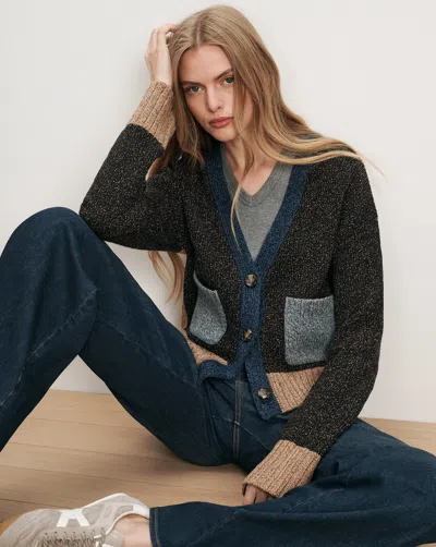 Veronica Beard Josiane Color-block Cardigan In Heritage Navy Multi