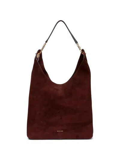 Veronica Beard Jour Espresso Suede Shoulder Bag In Burgundy