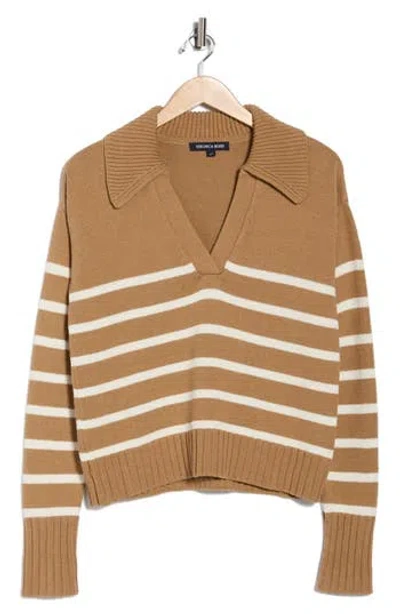 Veronica Beard Jovie Striped Cotton Sweater In Brown