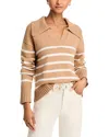 Veronica Beard Jovie Striped Polo Pullover Sweater In Khaki In Khaki/ivory