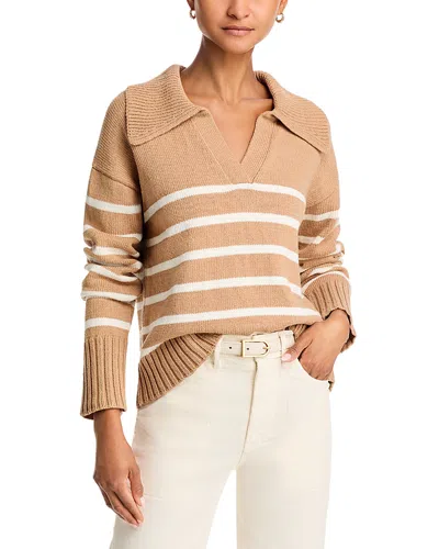 Veronica Beard Jovie V Neck Sweater In Khaki/ivory