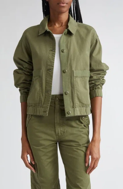 Veronica Beard Joyner Cotton Twill Shacket In Green