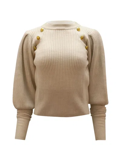 Pre-owned Veronica Beard Jude Button-embellished Sweater In Neutrals