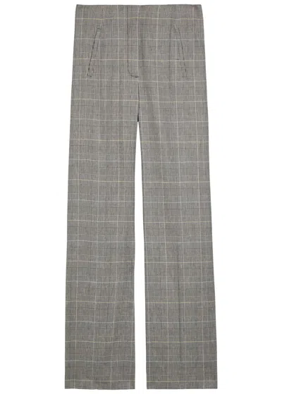 Veronica Beard Jude Checked Straight-leg Trousers In Black