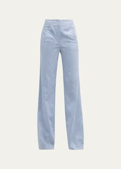 Veronica Beard Jude High-rise Tailored Pants In Blue Oasis