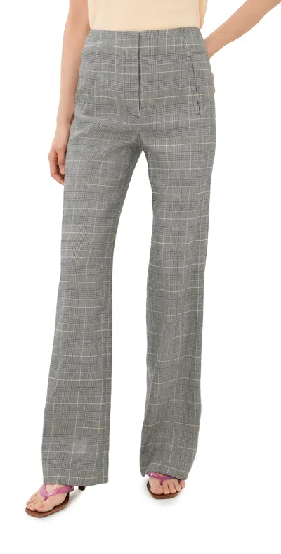 Veronica Beard Jude High Waist Wide Leg Glen Plaid Pants In Gray