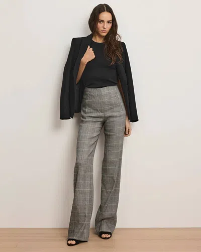 Veronica Beard Jude Plaid Wide Leg Pants In Black Multi