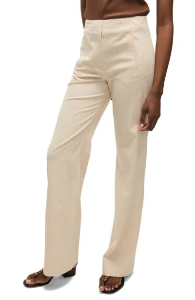 Veronica Beard Jude Stripe Cotton Blend Pants In Natural Gold