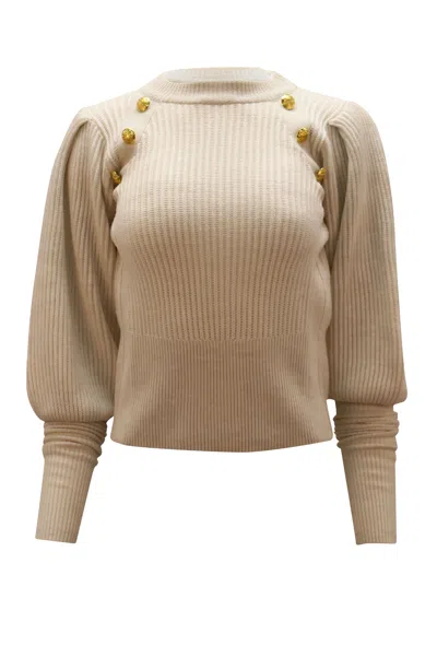Veronica Beard Jude Sweater In White Wool In Beige