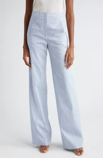 Veronica Beard Jude Wide Leg Cotton Blend Pants In Blue Oasis