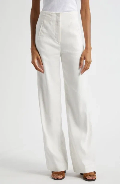 Veronica Beard Jude Wide Leg Linen Blend Pants In Off White