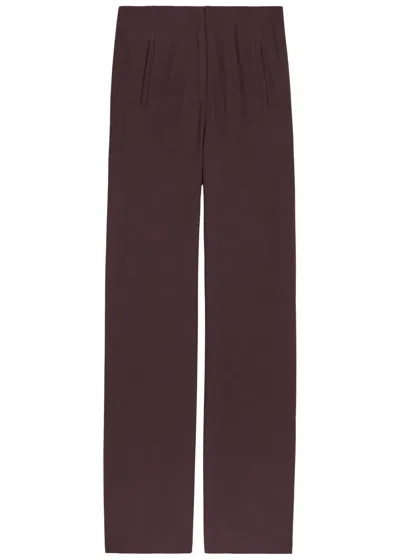 Veronica Beard Jude Wide-leg Woven Trousers In Burgundy