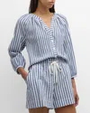 Veronica Beard Judith Striped Cotton-blend Seersucker Top In Whiteblue Stripe