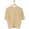 Veronica Beard Julietta Short Sleeve Linen & Silk Blend Cardigan In Stone Khaki
