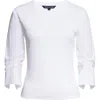 Veronica Beard Junia Mixed Media Top In White