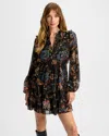 Veronica Beard Justine Floral Silk Mini Dress In Black