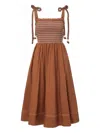 Veronica Beard Kaela Smocked Tie Strap Midi Dress In Multi