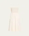 Veronica Beard Kaela Smocked A-line Midi Dress