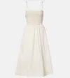 Veronica Beard Kaela Smocked Cotton Midi Dress In White