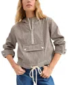 Veronica Beard Kaeli Railroad Stripe Stretch Cotton Half-zip Jacket In Cedar Stripe