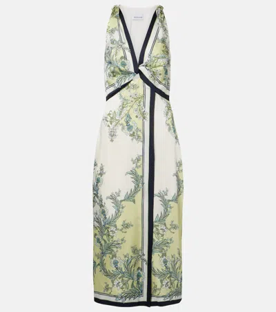 Veronica Beard Kaliza Floral Twill Midi Dress In Green