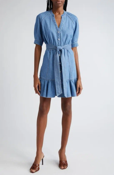 Veronica Beard Kanika Belted Denim Minidress In Iceberg