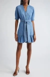 Veronica Beard Kanika Belted Denim Minidress In Iceberg