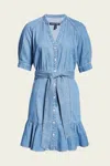 Veronica Beard Kanika Ruffled Denim Mini Dress