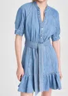 Veronica Beard Kanika Ruffled Denim Mini Dress In Multi