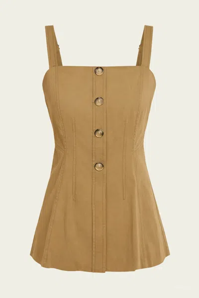 Veronica Beard Kariselle Square-neck Top In Khaki In Brown