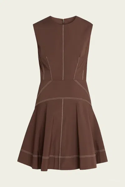 Veronica Beard Karrigan Sleeveless Stretch Cotton Minidress In Brown