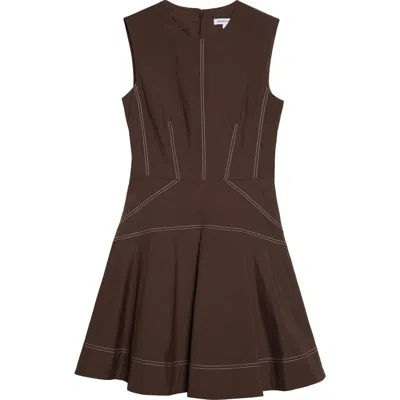 Veronica Beard Karrigan Sleeveless Stretch Cotton Minidress In Brown
