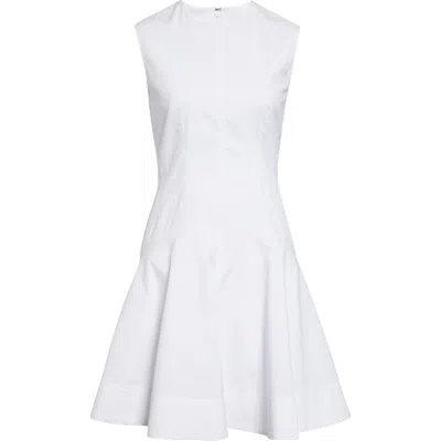 Veronica Beard Karrigan Sleeveless Stretch Cotton Minidress In White
