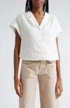 Veronica Beard Kasa Linen Short Sleeve Button-up Shirt In White
