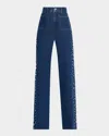 Veronica Beard Kasey Embellished Mid-rise Jeans In Blue