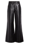 Veronica Beard Kasey Faux Leather Wide Leg Pants In Black
