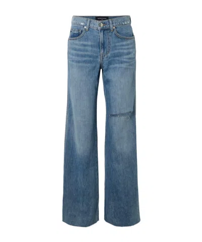 Veronica Beard Kasey Frayed Mid-rise Wide-leg Jeans In Multi