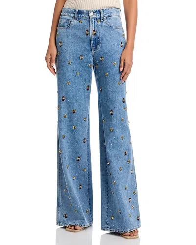 Veronica Beard Kasey Mid Rise Wide Leg Jeans In Silver Dust In Blue