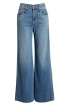 Veronica Beard Kasey Raw Hem Mid Rise Wide Leg Jeans