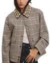Veronica Beard Kasper Plaid-pattern Embellished-collar Jacket In Brown