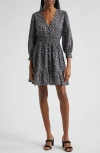 Veronica Beard Katari Floral Smocked Cotton Minidress In Navy Multi